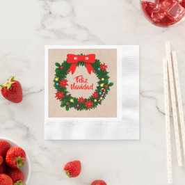 Servilleta De Papel Set Feliz Navidad Wreath Cocktail