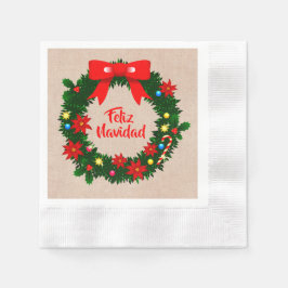 Servilleta De Papel Set Feliz Navidad Wreath Cocktail
