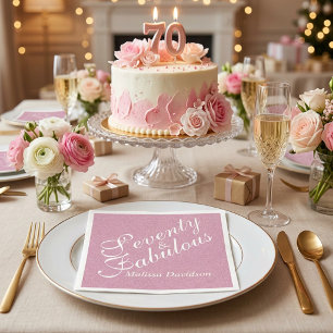 Servilleta De Papel Setenta y Fabuloso Cumpleaños con Brillo Rosa