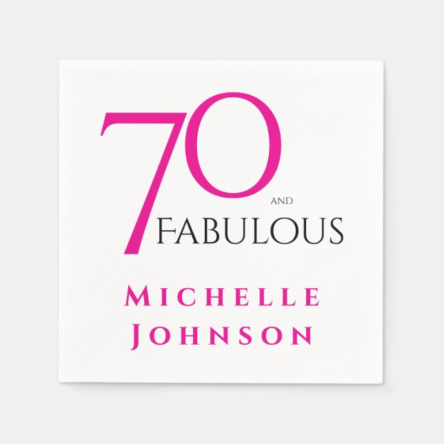 Servilleta De Papel Setenta y Fabuloso Minimal Rosa Cumpleaños 70 (Anverso)