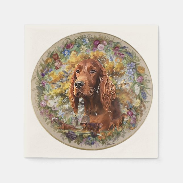 Servilleta De Papel Setter irlandés - Perro de pájaro ultravioleta (Anverso)