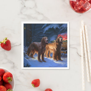 Servilleta De Papel Setter Rojo Irlandés Sleigh Nevado Decoración de N