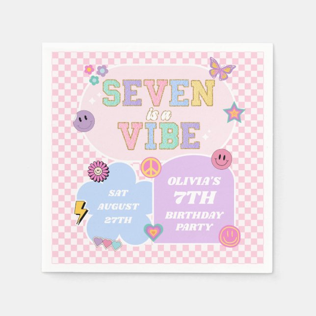 Servilleta De Papel Seven is a Vibe Preppy Patch sétima fiesta de cump (Anverso)