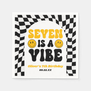 Servilleta De Papel Seven Is A Vibe Retro Séptimo Cumpleaños 7
