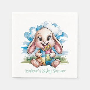 Servilleta De Papel Sewn Patchwork Cute Bunny & Pacifier Baby Shower