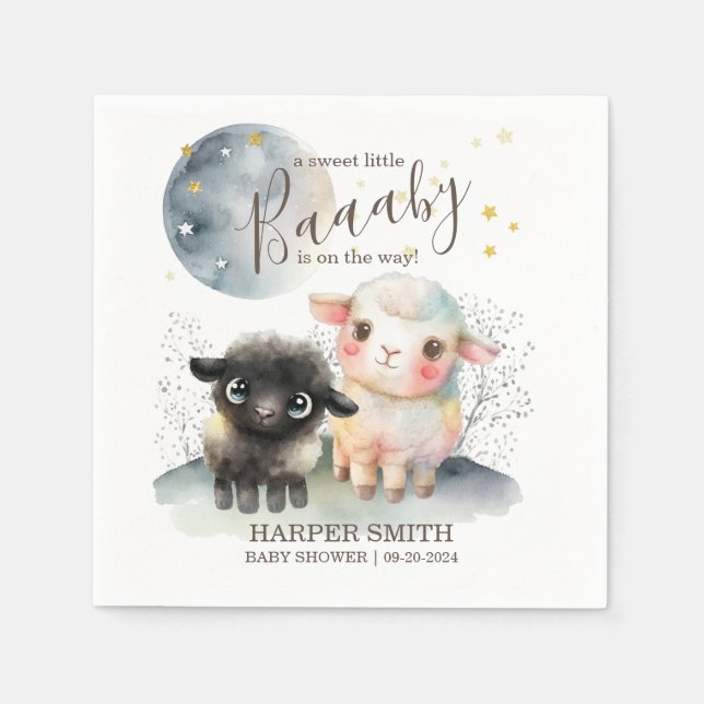 Servilleta De Papel Sexo cordero Baby Shower neutro (Anverso)