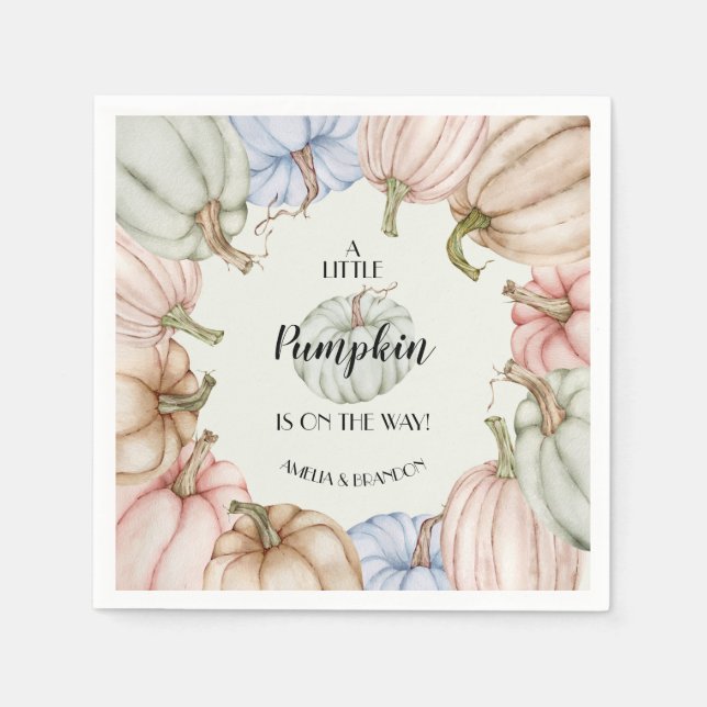 Servilleta De Papel Sexo de las calabazas pastorales Baby Shower neutr (Anverso)