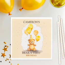 Servilleta De Papel Sexo de nacimiento del primer cumpleaños: oso amar