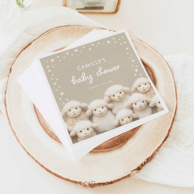 Servilleta De Papel Sexo de oveja Baby Shower neutral (Little Lamb Baby Shower Personalized Paper Napkins)