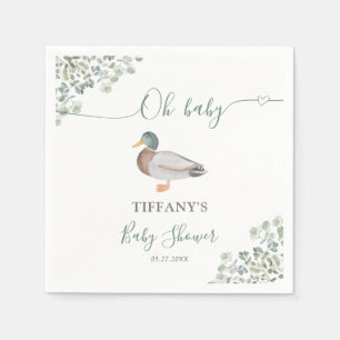 Servilleta De Papel Sexo de pato Verde Neutral Baby Shower
