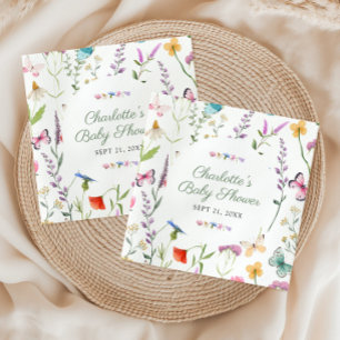 Servilleta De Papel Sexo floral de flores silvestres Baby Shower neutr