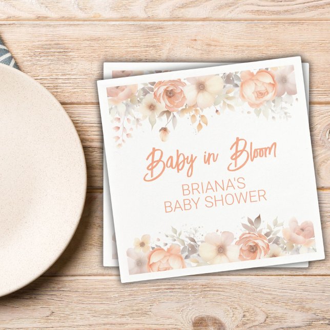 Servilleta De Papel Sexo floral Peach Baby Shower Neutral (Subido por el creador)
