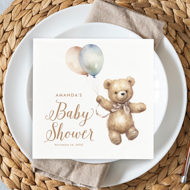 Servilleta De Papel Sexo Neutral Bearly Wait Teddy Bear Baby Shower (Subido por el creador)
