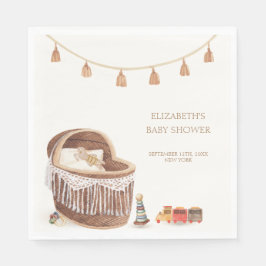 Servilleta De Papel Sexo Neutral Cute Boho Bassinet Baby Shower