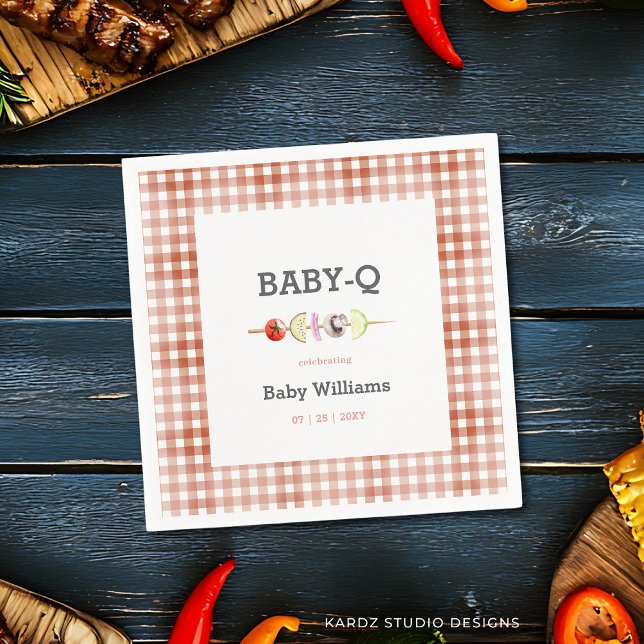 Servilleta De Papel Sexo Personalizado Neutral BabyQ Baby Shower (Personalize with couple or family name and date.)