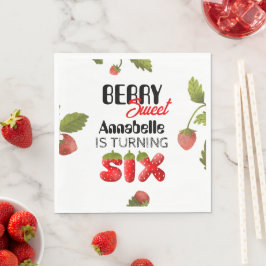 Servilleta De Papel Sexto cumpleaños de fresa
