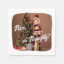 Servilleta De Papel Sexy Santa Chica cerca del árbol de Navidad