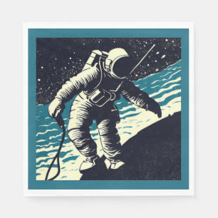 Servilleta De Papel SF - Astronauta en Spacewalk Woodcut 2
