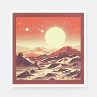 Servilleta De Papel SF Mars Landscape Woodcut 2