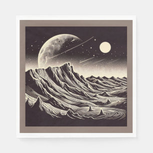 Servilleta De Papel SF Mars Landscape Woodcut 3