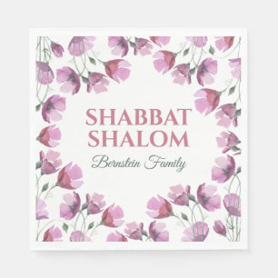 Servilleta De Papel Shabbat con acuarela floral rosa