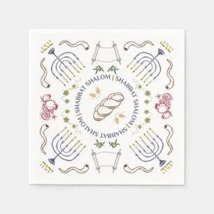 Servilleta De Papel Shabbat Shalom Cocktail Napkins Tradicional