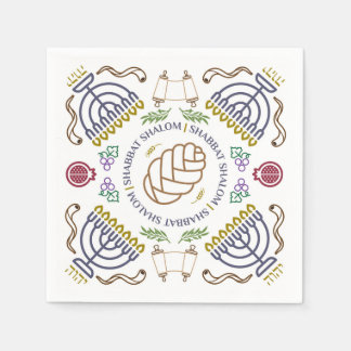 Servilleta De Papel Shabbat Shalom Moderno Cocktail Napkins