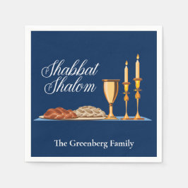 Servilleta De Papel Shabbat Shalom Personalizado Blue Sabbath Dinner