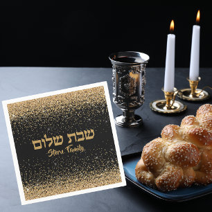 Servilleta De Papel Shabbat Shalom, purpurinoso de oro