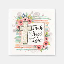 Servilleta De Papel Shabby Chic floral Faith Hope Love