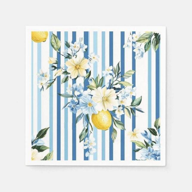 Servilleta De Papel Shabby Chic Lemon Floral Series Design #1 (Anverso)