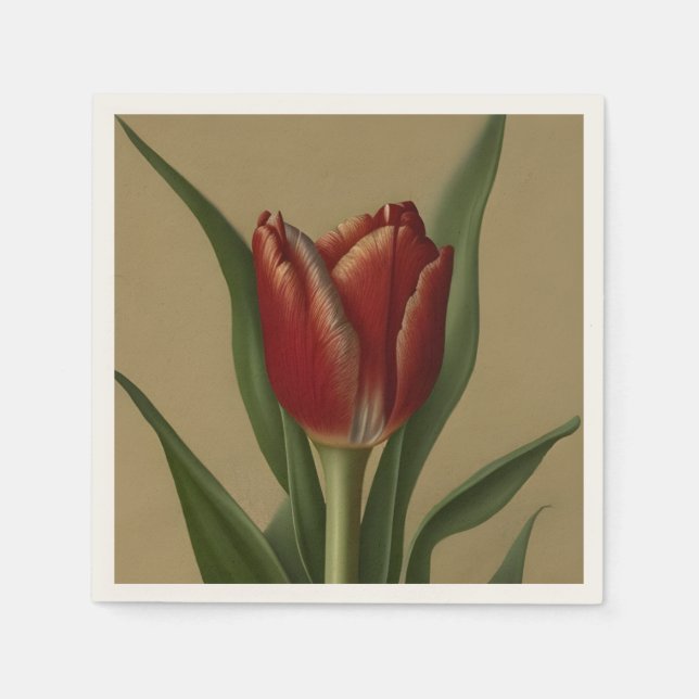 Servilleta De Papel Shabby Chic Lovely Red Tulip (Anverso)