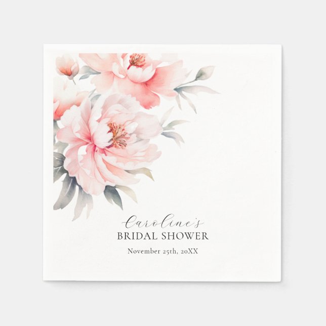 Servilleta De Papel Shabby Chic Peonies Rubor BRIDAL SHOWER (Anverso)