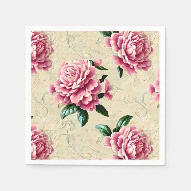 Servilleta De Papel Shabby Chic Pink Gardenias (Anverso)