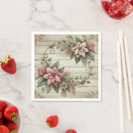 Servilleta De Papel Shabby Chic Poinsettia Garland Decoupage Napkins