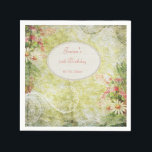 Servilleta De Papel Shabby Chic Sweet 70th Birthday & Wildflowers<br><div class="desc">servilletas/servilletas personalizadas para fiestas de cumpleaños de personalizados para mujeres. Hermosa, colorida, linda, romántica margarita chic, flores silvestres y diseño de collage de helechos para mujeres y chicas en colores amarillo, rosa, verde y blanco bonito. Decorada con florituras y torres ornamentales y elegantes imágenes de encaje impreso glamorosas e imágenes...</div>