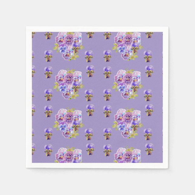 Servilleta De Papel Shabby Purple Pansy viola Serviette Napkins Purple (Anverso)