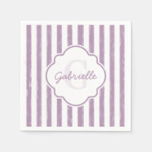 Shabby Purple Pintado Stripes Monograma y nombre