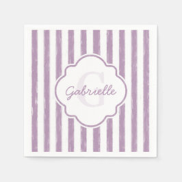 Servilleta De Papel Shabby Purple Pintado Stripes Monograma y nombre
