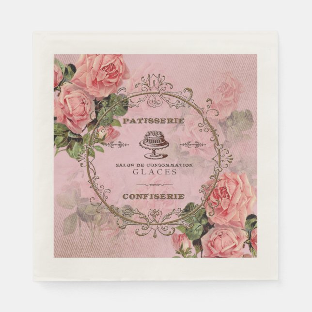 Servilleta De Papel ShabbyVintageRoses2 - servilletas de papel (Anverso)