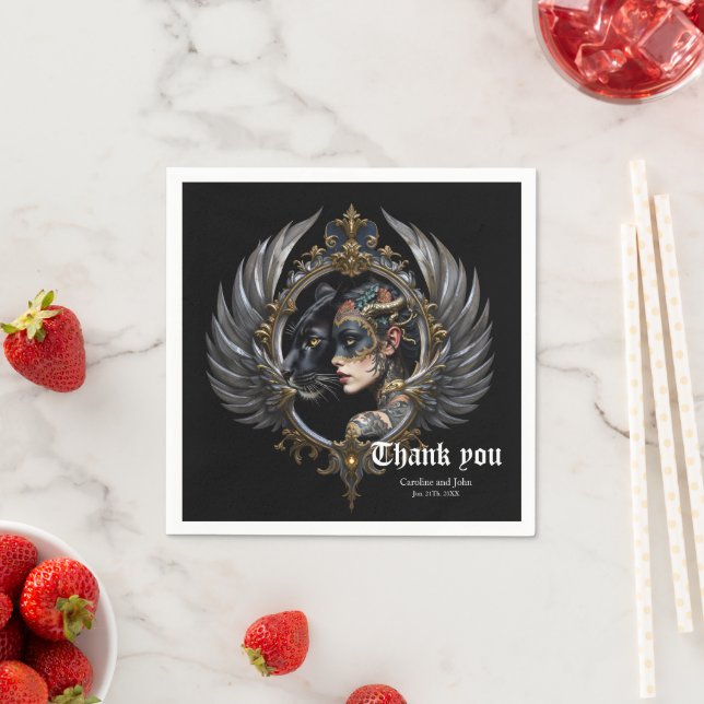 Servilleta De Papel Shadow Queen – Emblema del Espíritu Pantera.  (In situ)