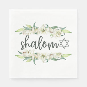 Servilleta De Papel Shalom (con Lilies y Estrella de David)