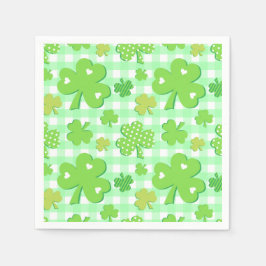 Servilleta De Papel Shamrock and Gingham Pattern de San Patricio