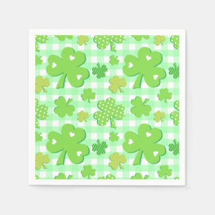 Servilleta De Papel Shamrock and Gingham Pattern de San Patricio