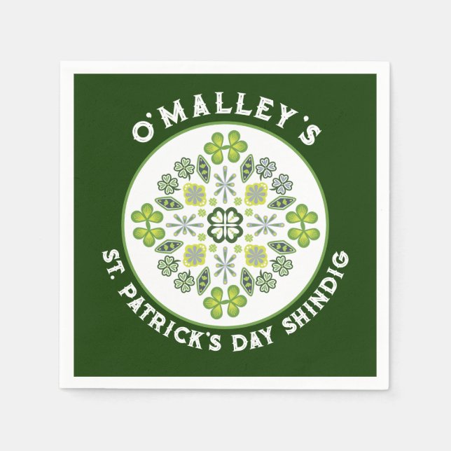 Servilleta De Papel Shamrock Clover Mandala St. Patrick's Day Fiesta (Anverso)