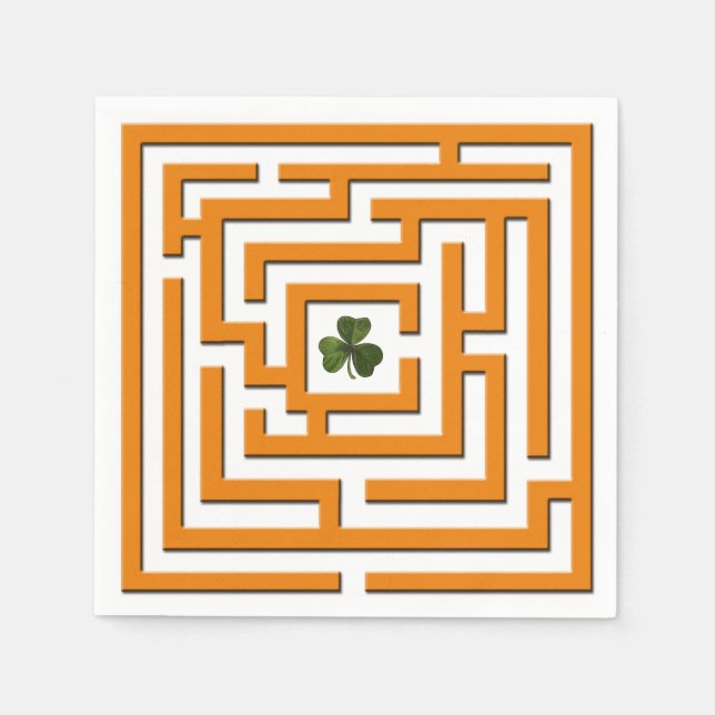 Servilleta De Papel Shamrock en el desafío del laberinto Naranja (Anverso)