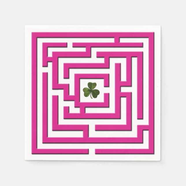 Servilleta De Papel Shamrock en el desafío del laberinto rosa (Anverso)