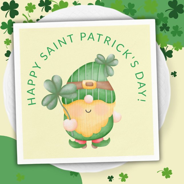 Servilleta De Papel Shamrock Gnome Feliz Día del Santo Patrón (Subido por el creador)