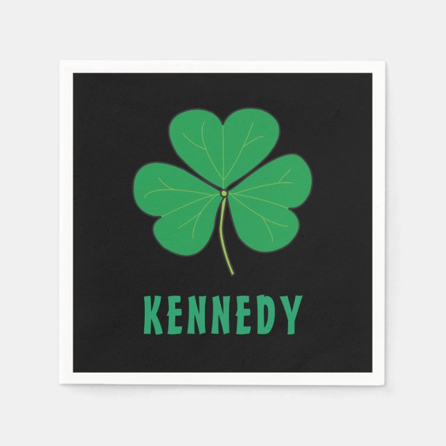 Servilleta De Papel Shamrock Green Clover Irlanda Celtic Irish Name (Anverso)