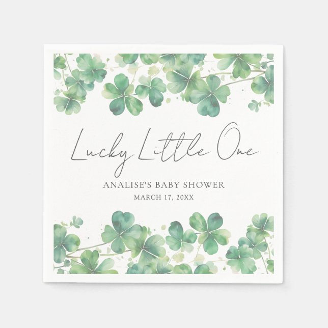 Servilleta De Papel Shamrock Lucky Little One Baby Shower (Anverso)